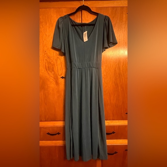 Torrid Legion Blue Crepe Flutter Short Sleeve Midi Dress Women's 1X NEW NWT F9‎ - Picture 4 of 8